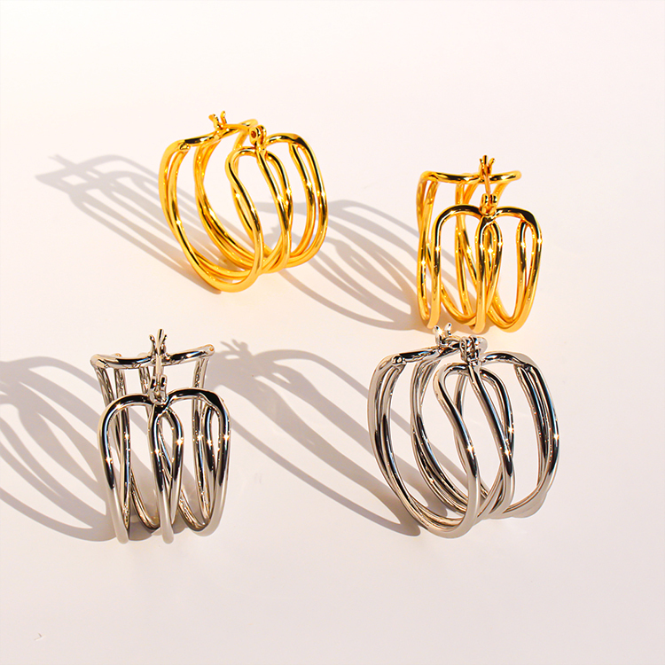 New Dongdaemun Fashionable Multi-Circle Line Round Hoop Earrings For Women Fashion Hollow Geometric Earrings Accessories 1109 Nordic Style