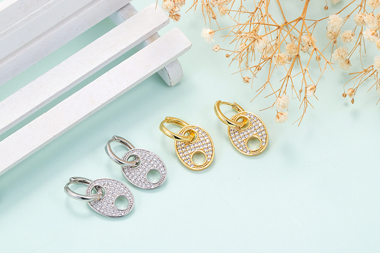 Fashion Geometric Plating Copper Zircon Copper Earrings