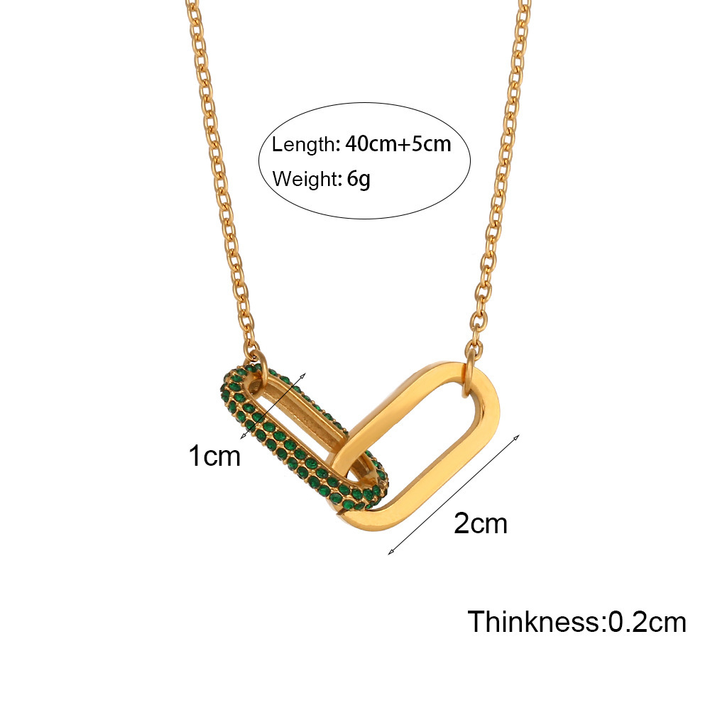 Wholesale Jewelry Fashion Geometric 304 Stainless Steel Zircon 18K Gold Plated Plating Inlay Necklace