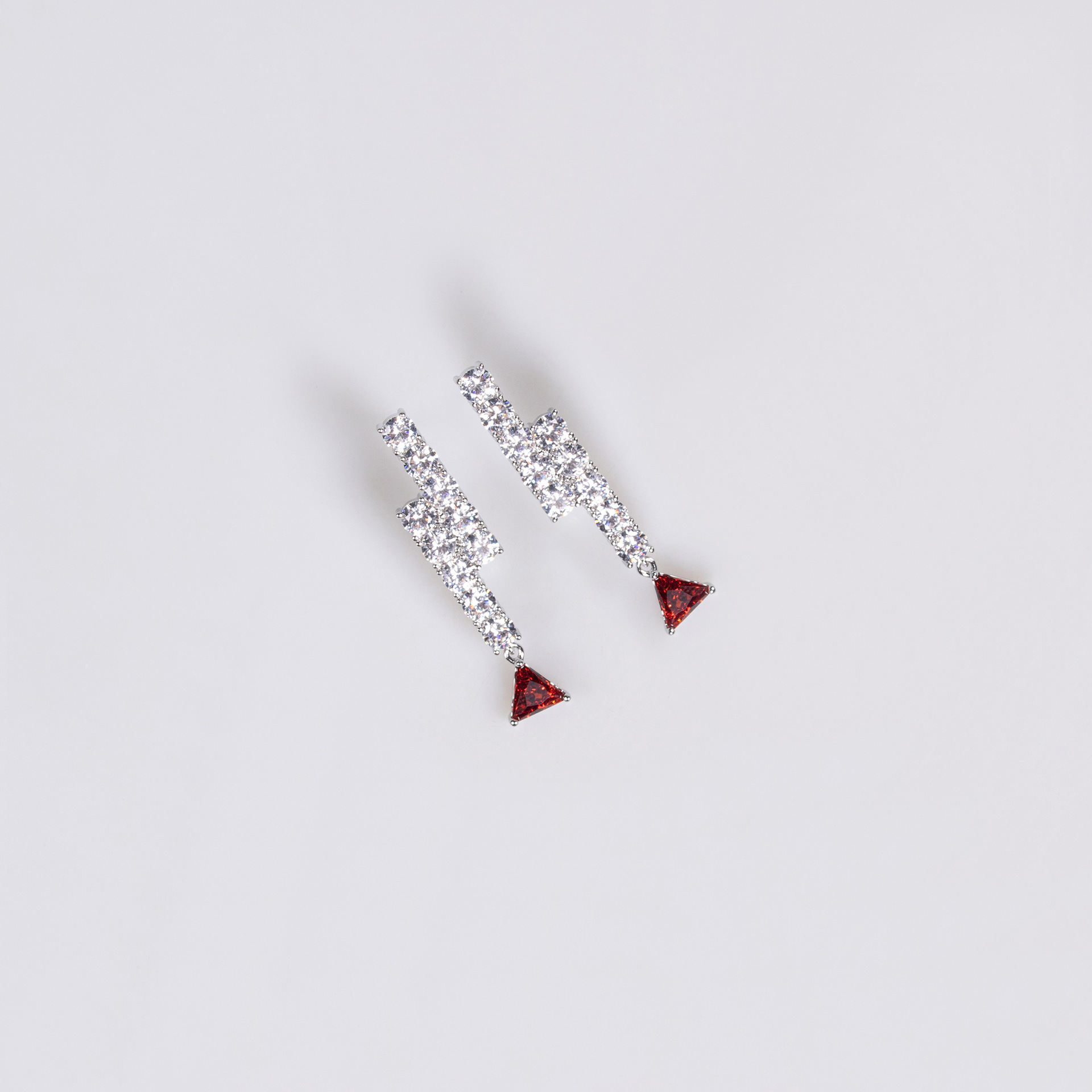Elegant Women's Geometric Triangle Zircon Jewelry Set Sparkling Earrings Necklace Fashionable Minimalist Copper Alloy