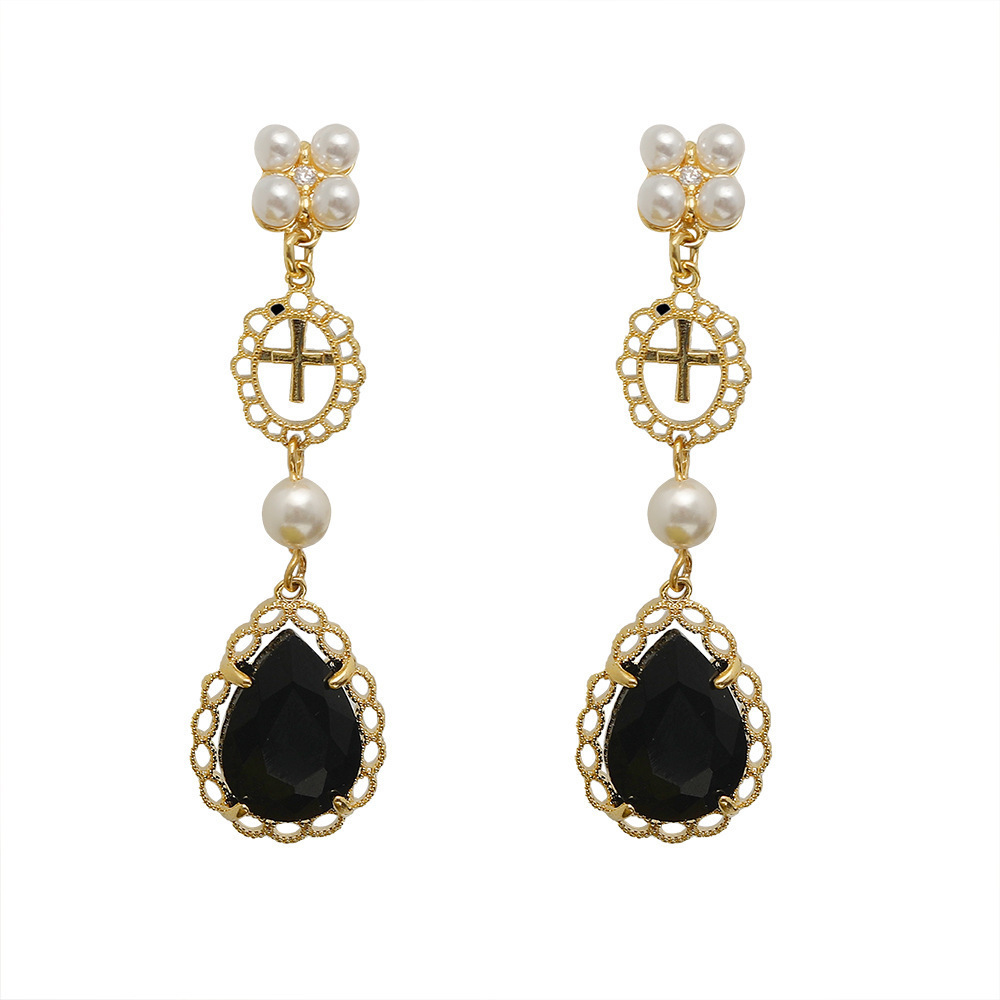 Dream Dance Retro Hong Kong Style Long Pearl Design Earrings National Trend Court Elegant Women's Fashion Jewelry Accessories