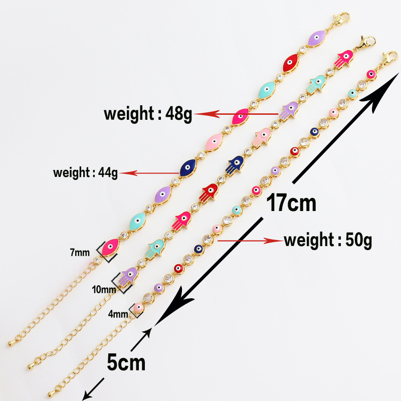 Fashion Devil's Eye Copper Bracelets Inlay Zircon Copper Bracelets