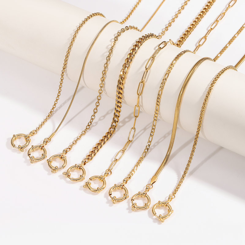 Minimalist Snake Bone Chain DIY Jewelry Stainless Steel 18K Gold Clasp Collarbone Chain Accessories