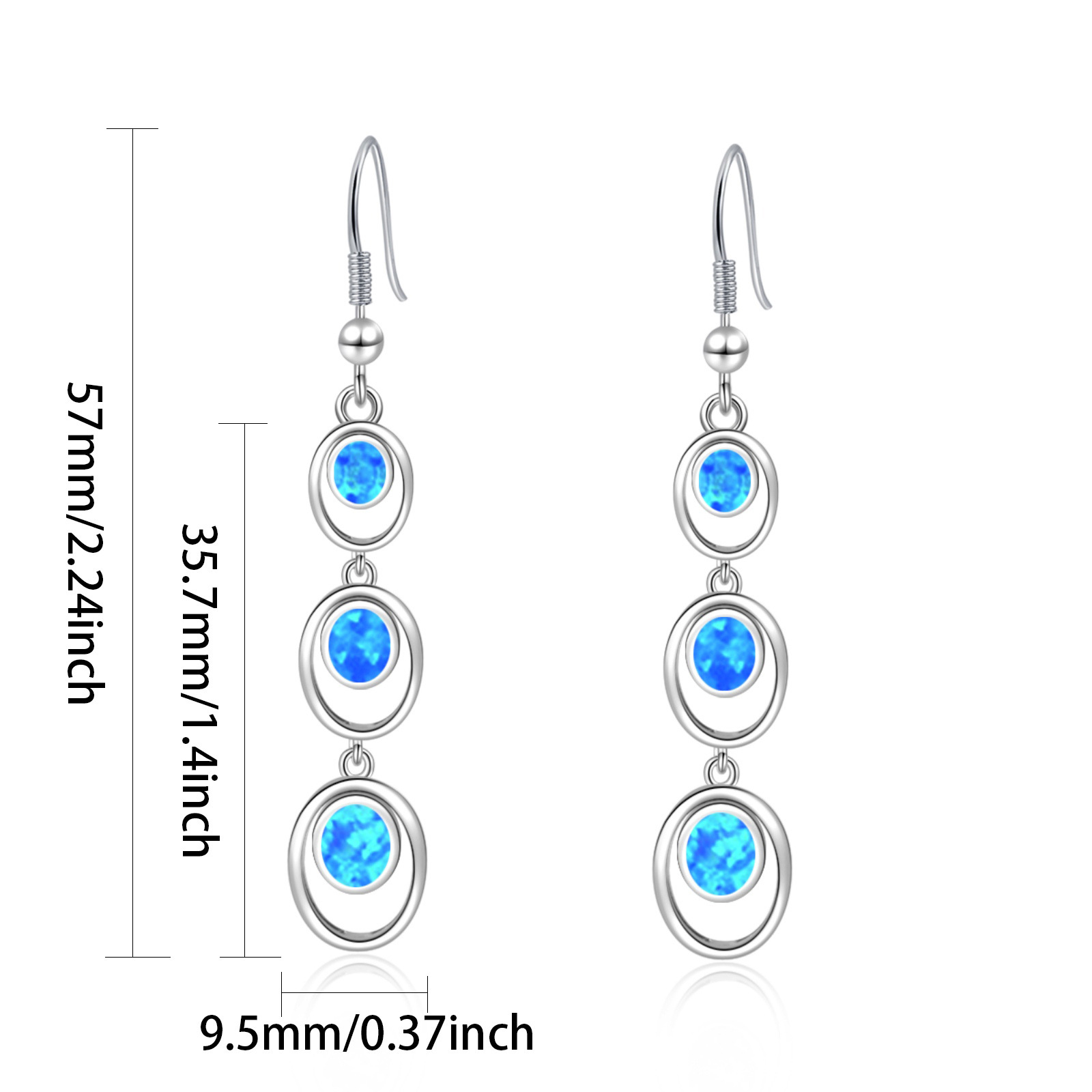 Simple Round Opal Dangle Earrings  Style TikTok Ins Fashion Peruvian Opal Drop Earrings Jewelry Accessories