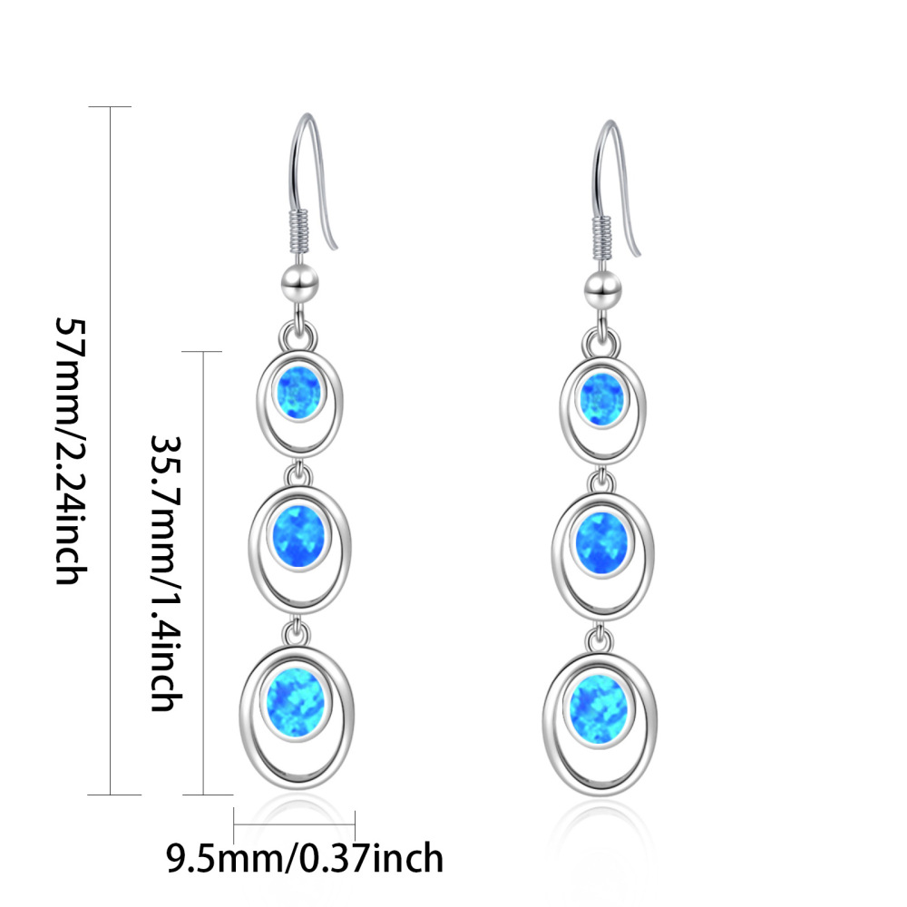 Simple Round Opal Dangle Earrings  Style TikTok Ins Fashion Peruvian Opal Drop Earrings Jewelry Accessories
