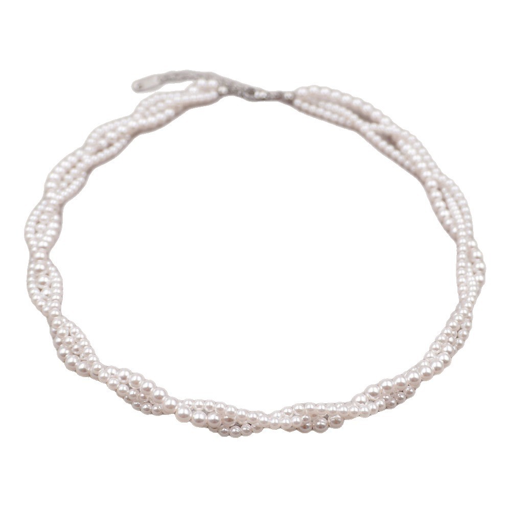 Heb Style Multi-Layer Pearl And Xiaomi Beads Necklace Classic Twisted Chain Layering Artistic Retro Clavicle Chain For Women