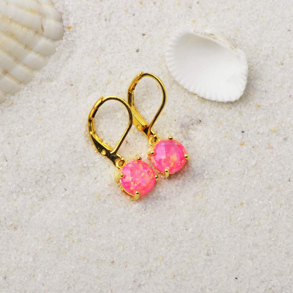 Simple Round Opal Earrings TikTok Ins  Style Jewelry Accessories Copper Material Holiday Style