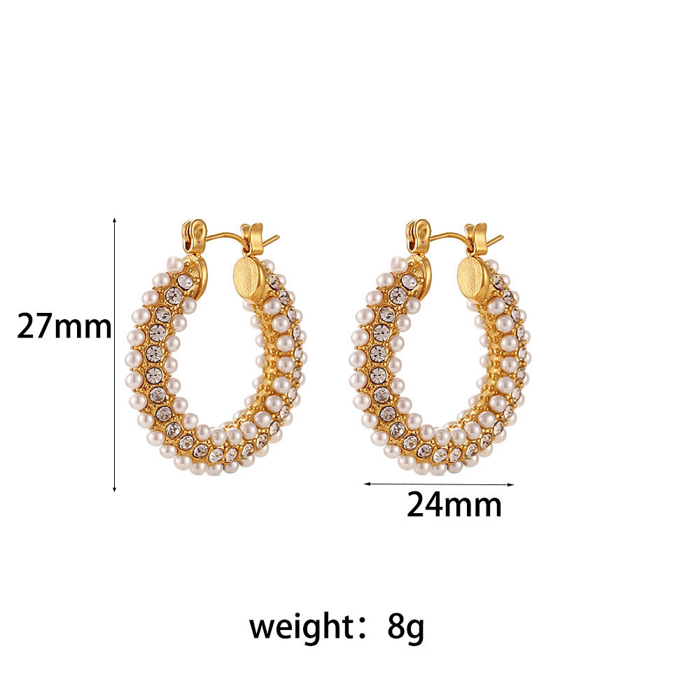 PVD Coated Real Gold Plated 18K Gold Geometric 304 Stainless Steel Fashion Waterproof Non Tarnish Hoop Earrings