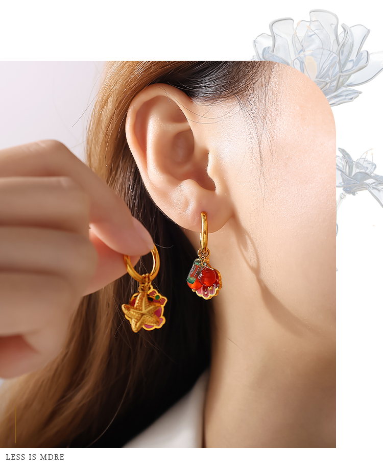 Fashionable Versatile Pendant Drop Earrings Ocean Series Vintage DIY Pendants Luxury Accessories Stylish Match All Ear Jewelry