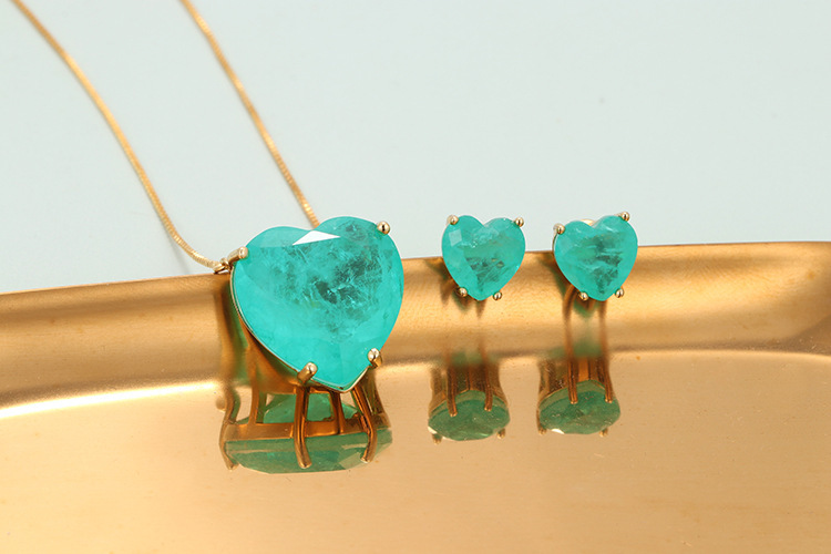 Casual Simple Style Heart Shape Copper Plating Inlay Zircon Women's Earrings Necklace