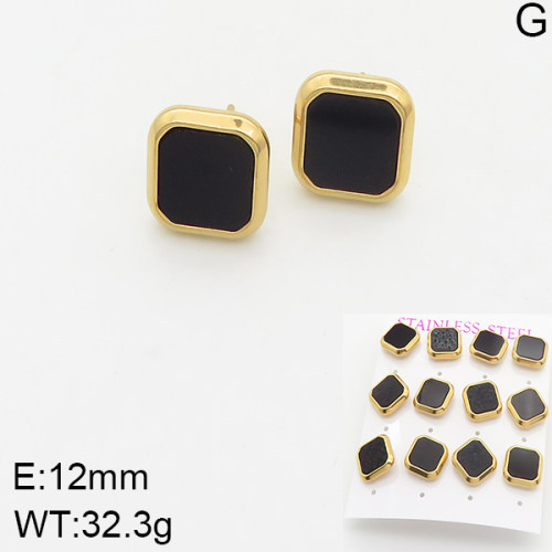 INS New  Fashion Titanium Steel Square Shell Stud Earrings Female 18K Gold Stainless Steel Shell Element Earrings Earrings Niche Design High Earrings
