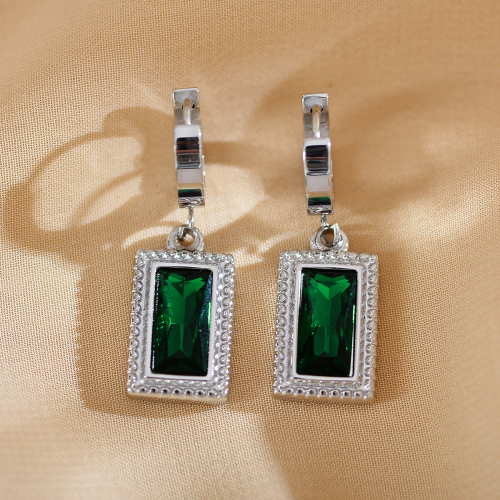 PVD Coated Gold Plated Square Stainless Steel Elegant Luxurious Simple Style Waterproof Non Tarnish Earrings