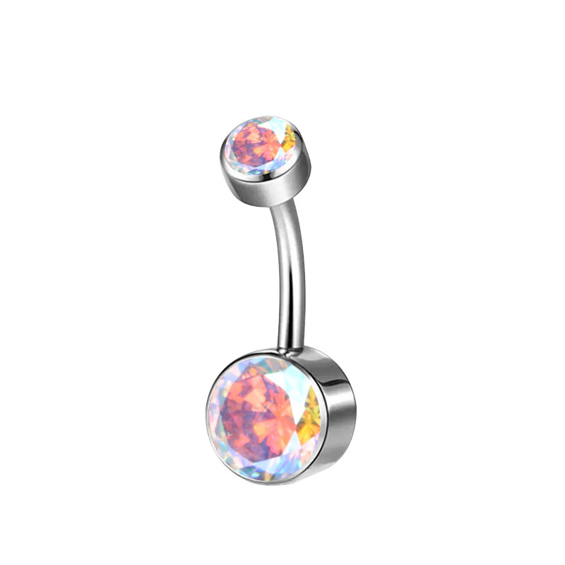 5A Grade Zirconia Titanium Belly Button Ring With Internal Teeth Edge Cylindrical Navel Jewelry Women Body Piercing Accessories