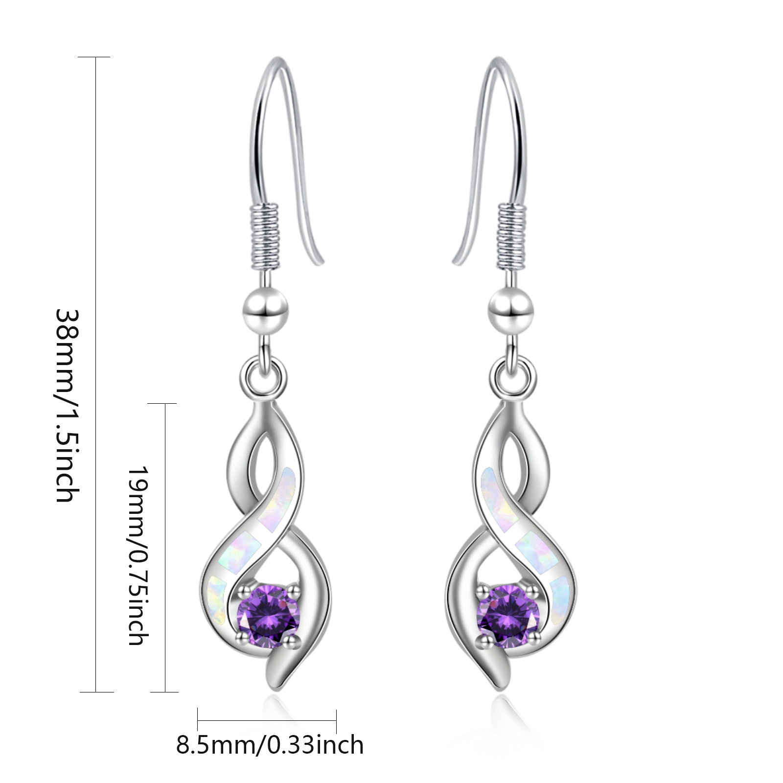 Beach Girl Heart Shaped Opal Earrings TikTok Trend Ocean Wind Sweet Style Geometric Pattern Copper Jewelry Accessories
