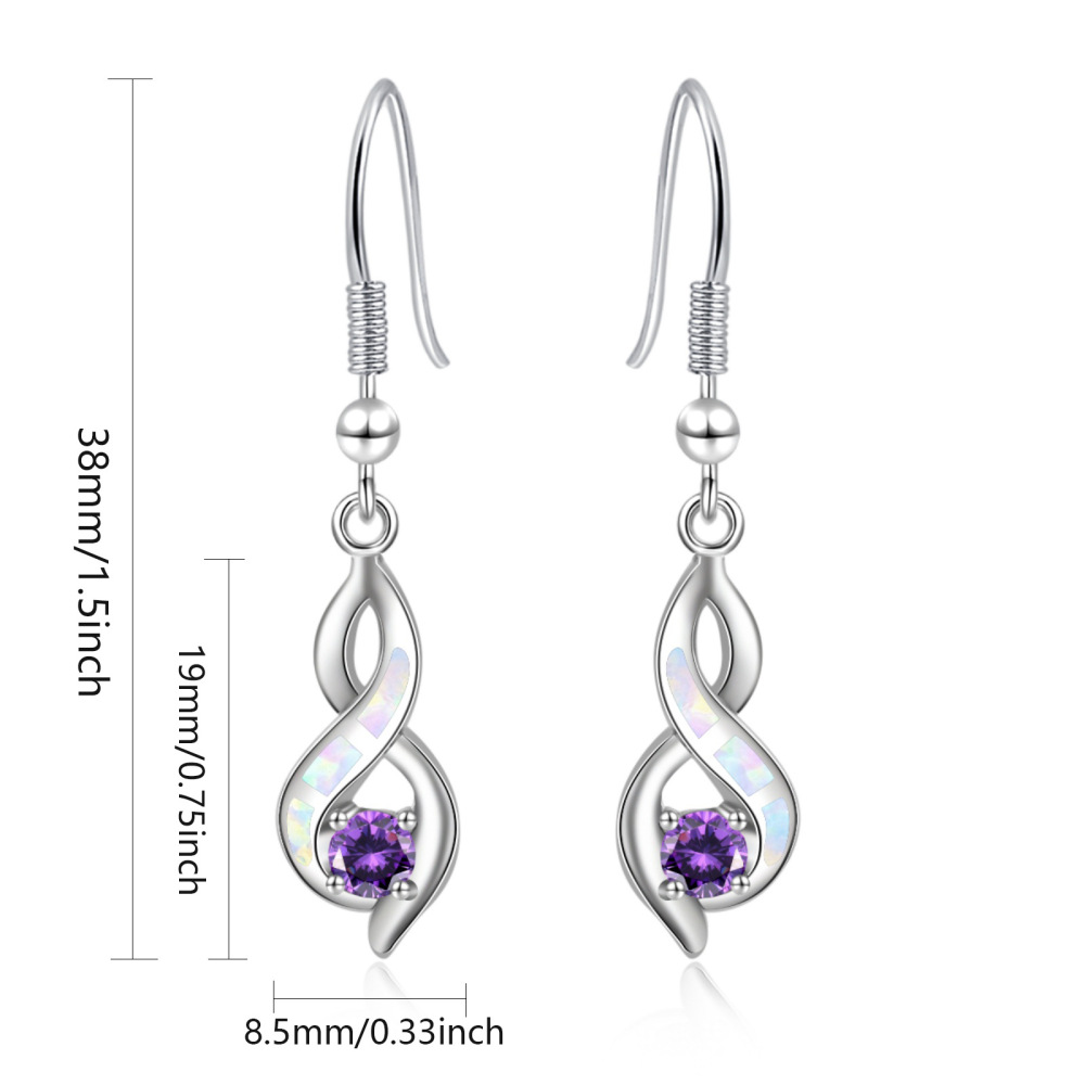 Beach Girl Heart Shaped Opal Earrings TikTok Trend Ocean Wind Sweet Style Geometric Pattern Copper Jewelry Accessories