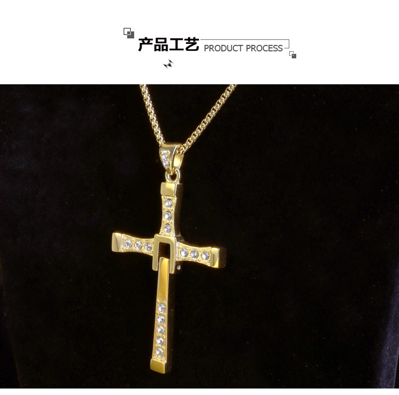 PVD Coated Real Gold Plated 18K Gold Cross 304 Stainless Steel Fashion Waterproof Non Tarnish 304 Stainless Steel
