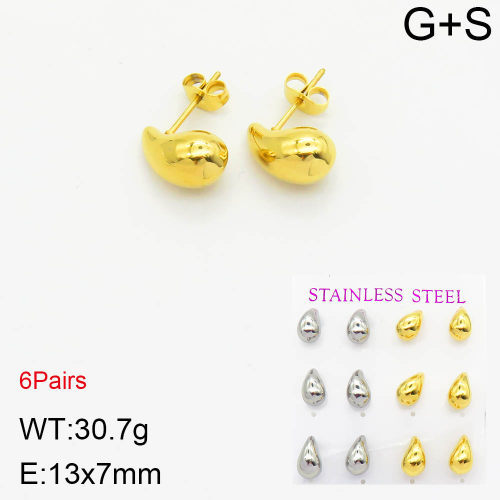 INS New  Fashion Titanium Steel Water Drop Ear Studs Women's 18K Gold Stainless Steel Water Element Earrings Earrings Niche Design High Earrings