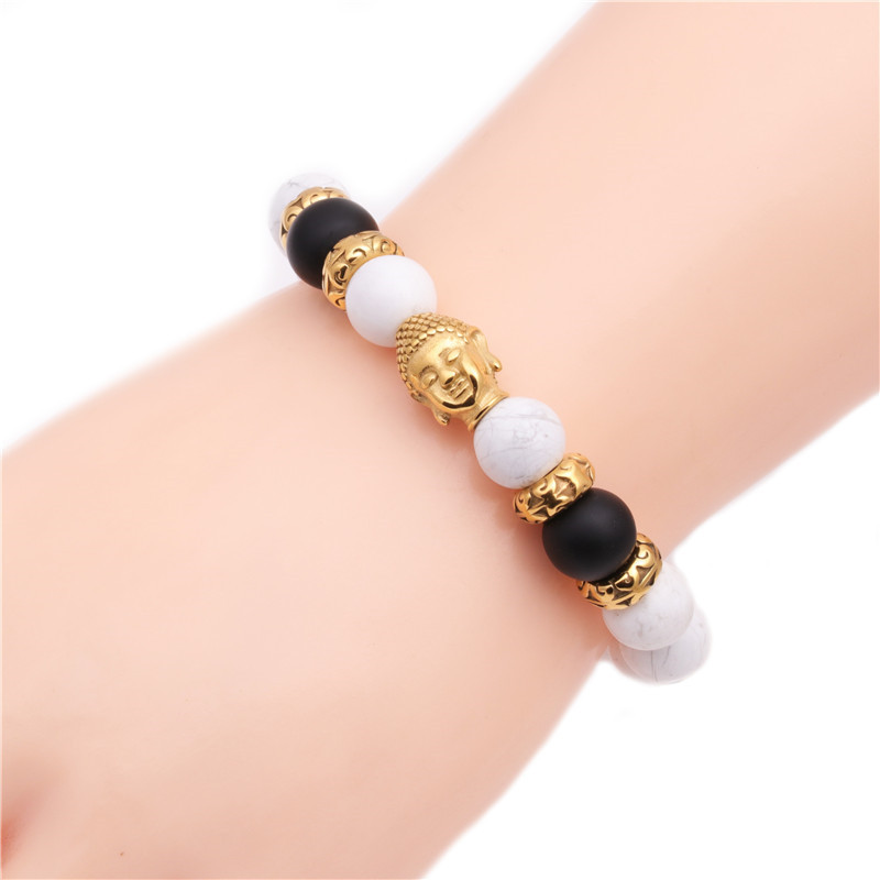 Fashion Bracelets Stainless Steel Woven Adjustable Buddha Head Bracelet