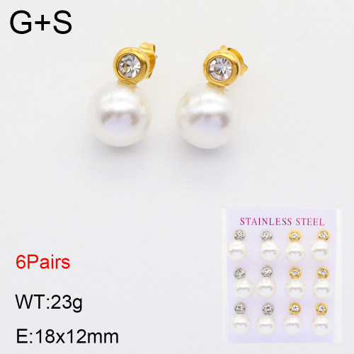 INS New  Fashion Titanium Steel Round Studs Women's 18K Gold Stainless Steel Pearl Element Earrings Earrings Niche Design High Earrings