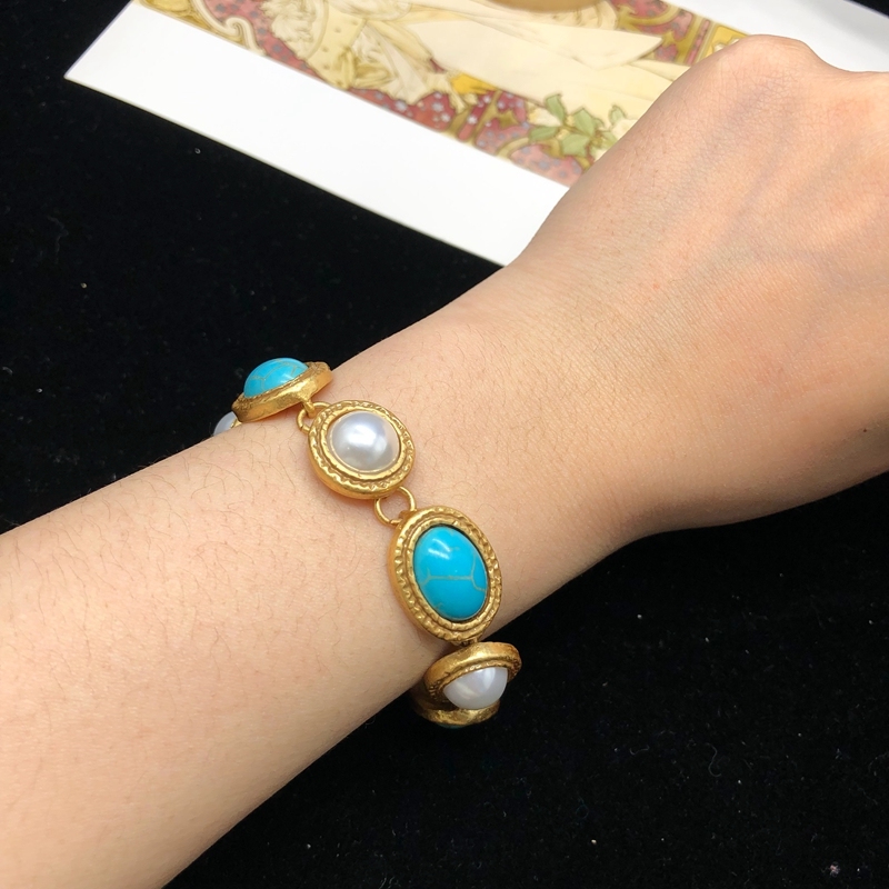 Elegant Vintage Style Classic Style Geometric Oval Alloy Inlay Artificial Pearls Turquoise Women's Rings Bracelets Necklace