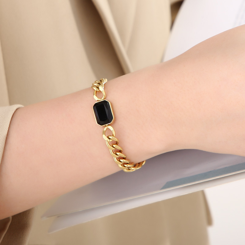 PVD Coated 18K Gold Plated Geometric Titanium Steel Fashion Waterproof Non Tarnish 304 Stainless Steel Bracelets