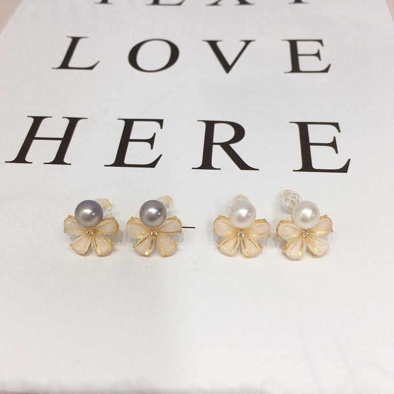 Natural Freshwater Pearl Earrings For Women 18K Gold Plated Flower Studs S925 Sterling Silver Posts Wedding Jewelry Accessories