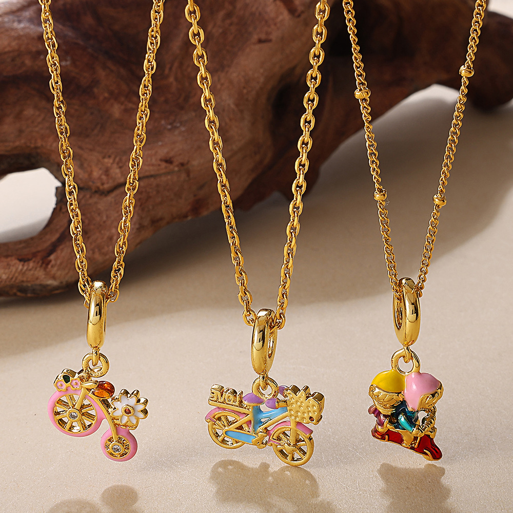 Retro Style Fox Pendant Necklace For Girls Heavy Design Stainless Steel Fashionable OIL Drop DIY Jewelry Accessories