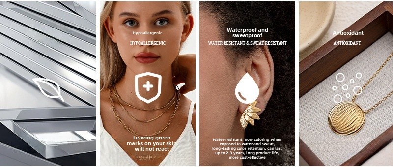 Multi-layer Flat Chain Necklace Gold Plated Stainless Steel Non-fading Geometric Women Jewelry Accessories