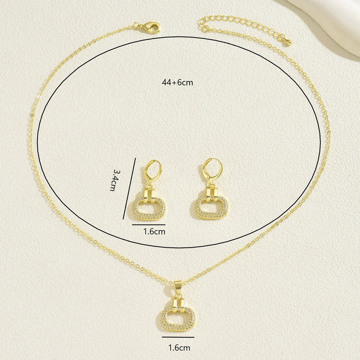 Elegant Geometric Synthetic Zirconia Necklace And Earring Set For Women Perfect For Daily Wear Parties And Dates