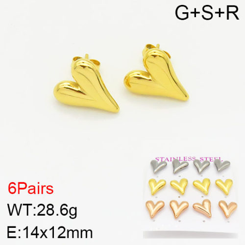 INS New  Fashion Titanium Steel Love Heart Stud Earrings Women's 18K Gold Stainless Steel Love Element Earrings Earrings Niche Design High Earrings