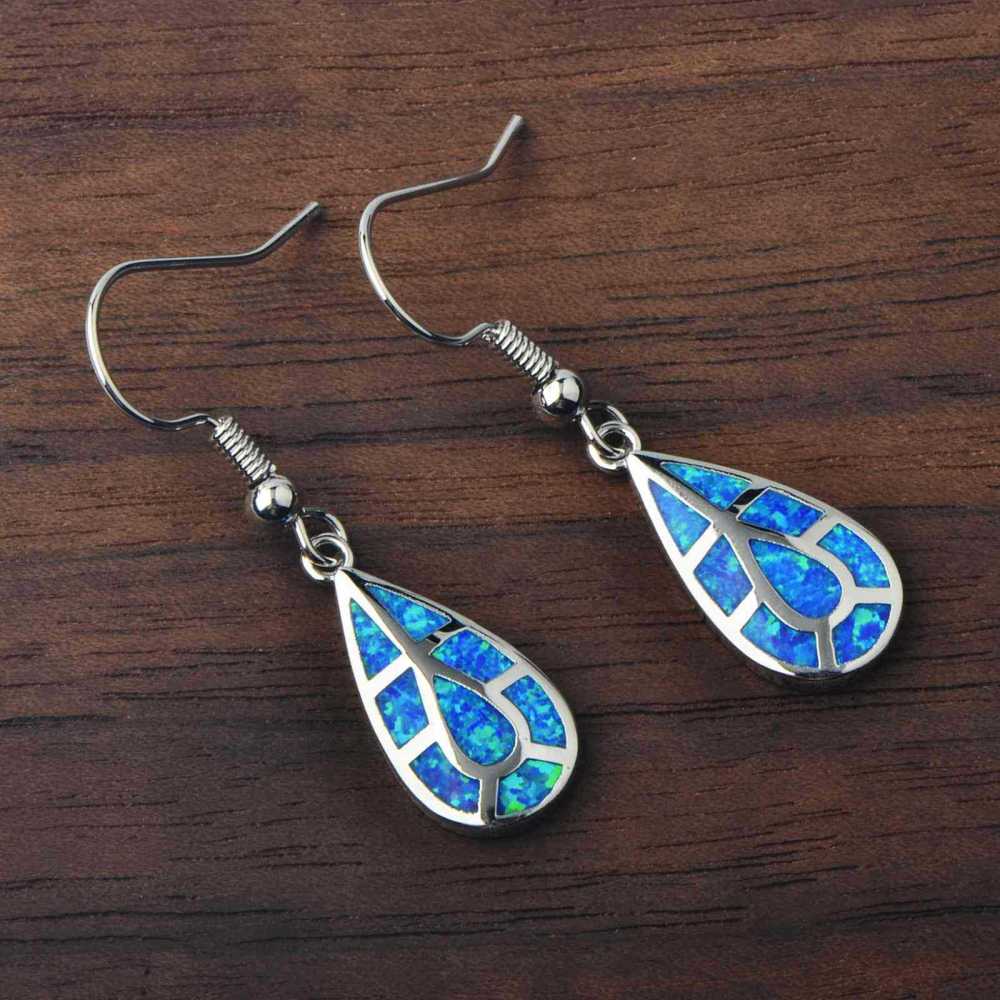 European Style Opal Waterdrop Shaped Earrings Simple Design Copper Material Jewelry Accessories Drop Earrings