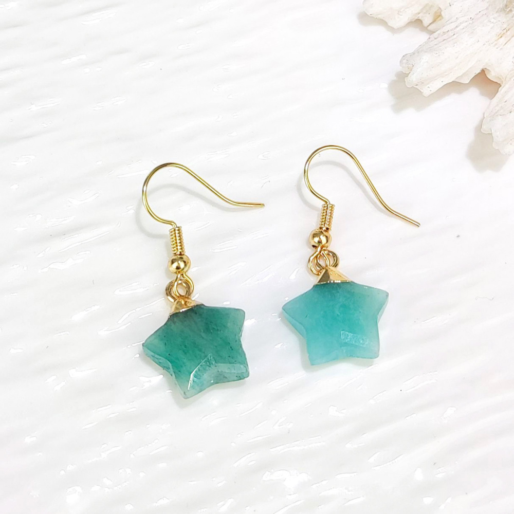 Dani Jewelry Natural White Crystal Pentagram Earrings DIY Accessories Pendant Geometric Pattern Asymmetric Copper Plated