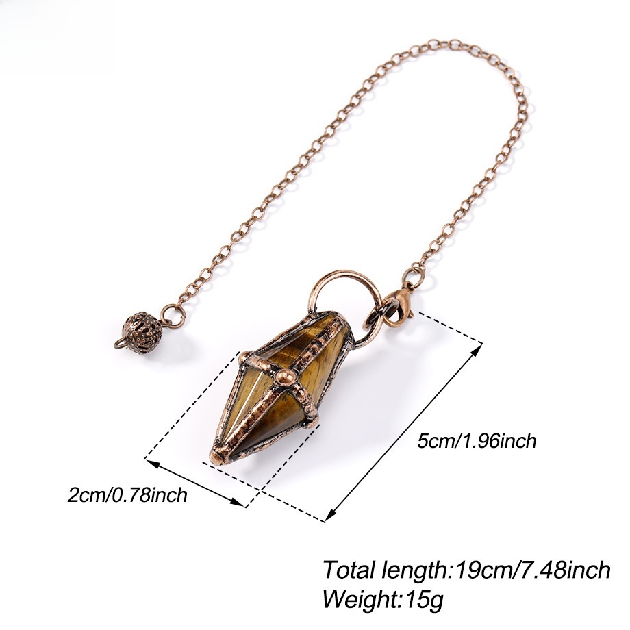 Retro Style Natural Semi-Precious Crystal Hexagonal Column Cut Pendulum Pendant Ornament Simple Design Jewelry Accessories