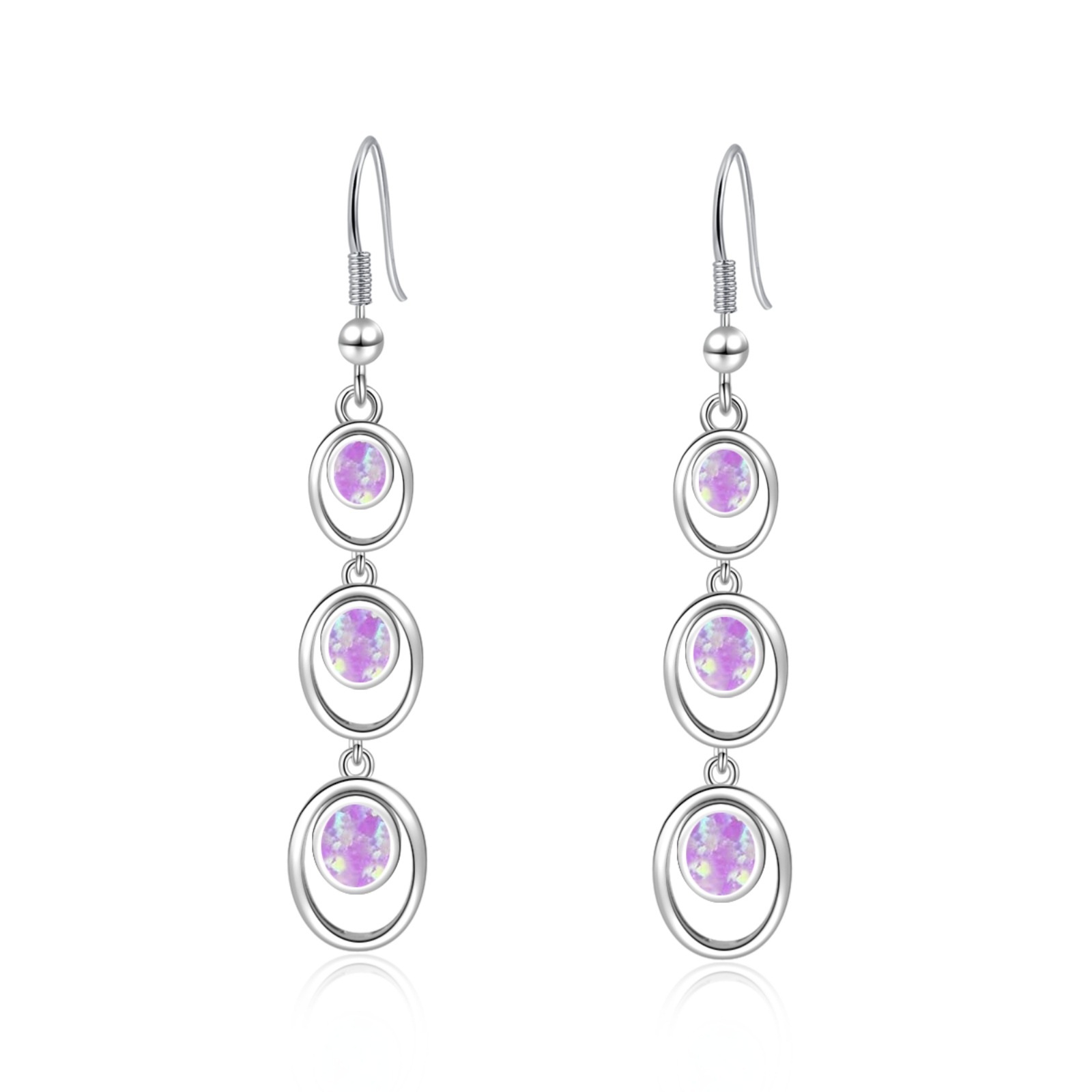 Simple Round Opal Dangle Earrings  Style TikTok Ins Fashion Peruvian Opal Drop Earrings Jewelry Accessories