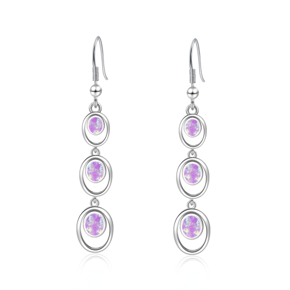 Simple Round Opal Dangle Earrings  Style TikTok Ins Fashion Peruvian Opal Drop Earrings Jewelry Accessories