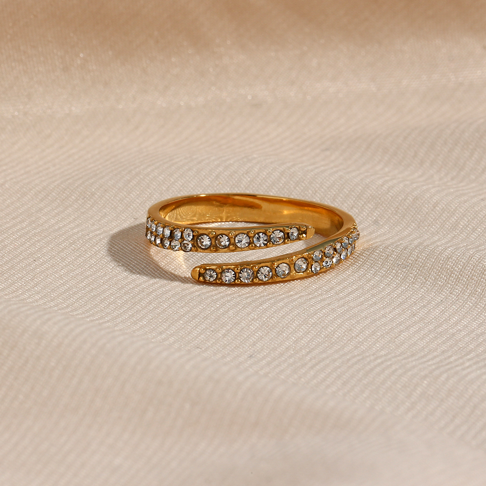 PVD Coated Real Gold Plated 18K Gold Geometric 304 Stainless Steel Fashion Waterproof Non Tarnish Open Ring