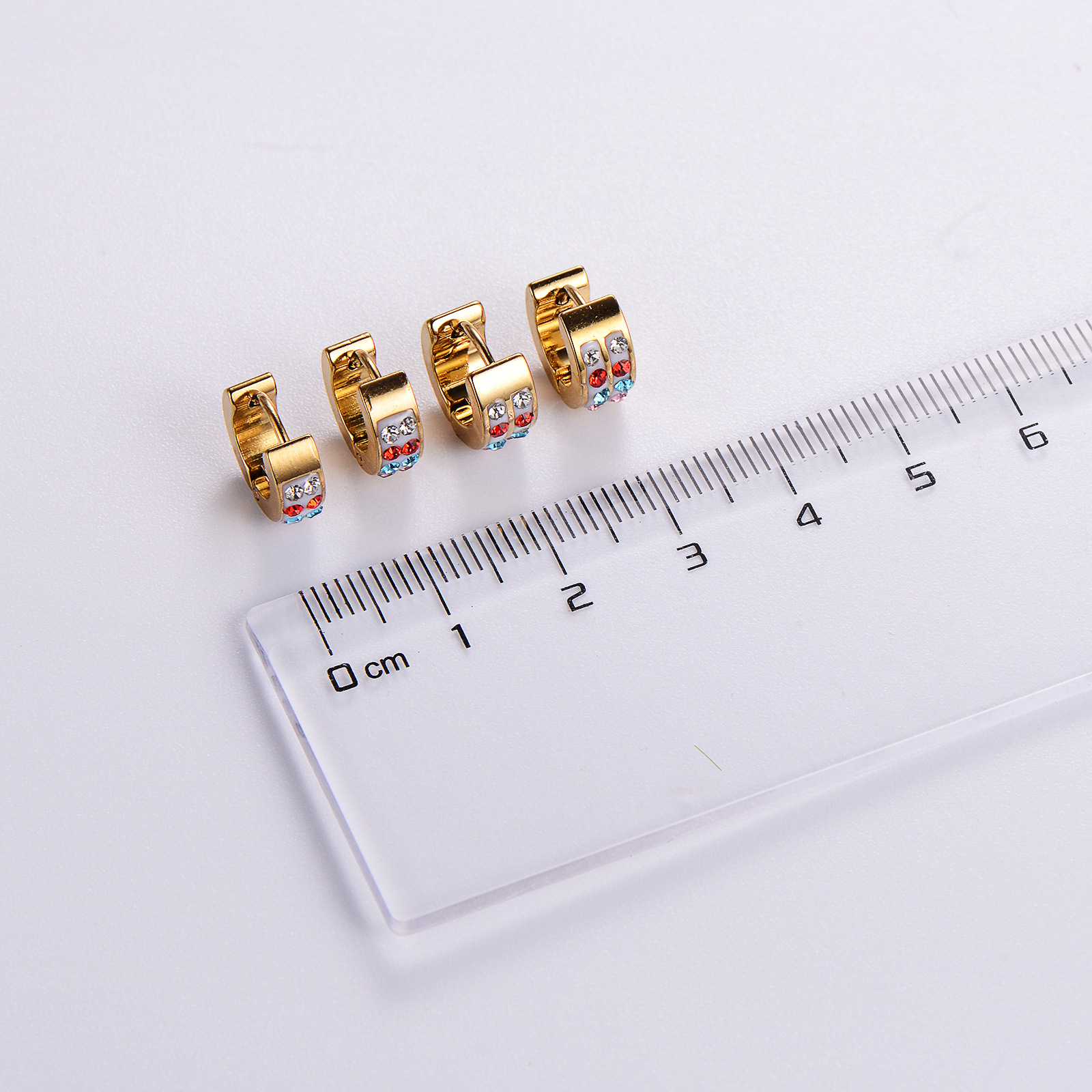 Stainless Steel Solid Color Rhinestones Imitation Gold  Simple Style Classic Style Gold Earrings