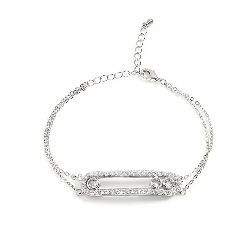 Classic Double Layer Geometric Necklace Earrings Ring Bracelet Set Luxury Fashion Jewelry Accessories For Women