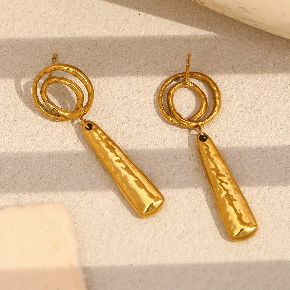 PVD Coated Real Gold Plated Solid Color 304 Stainless Steel Vacation Classic Style Waterproof Non Tarnish Drop Earrings