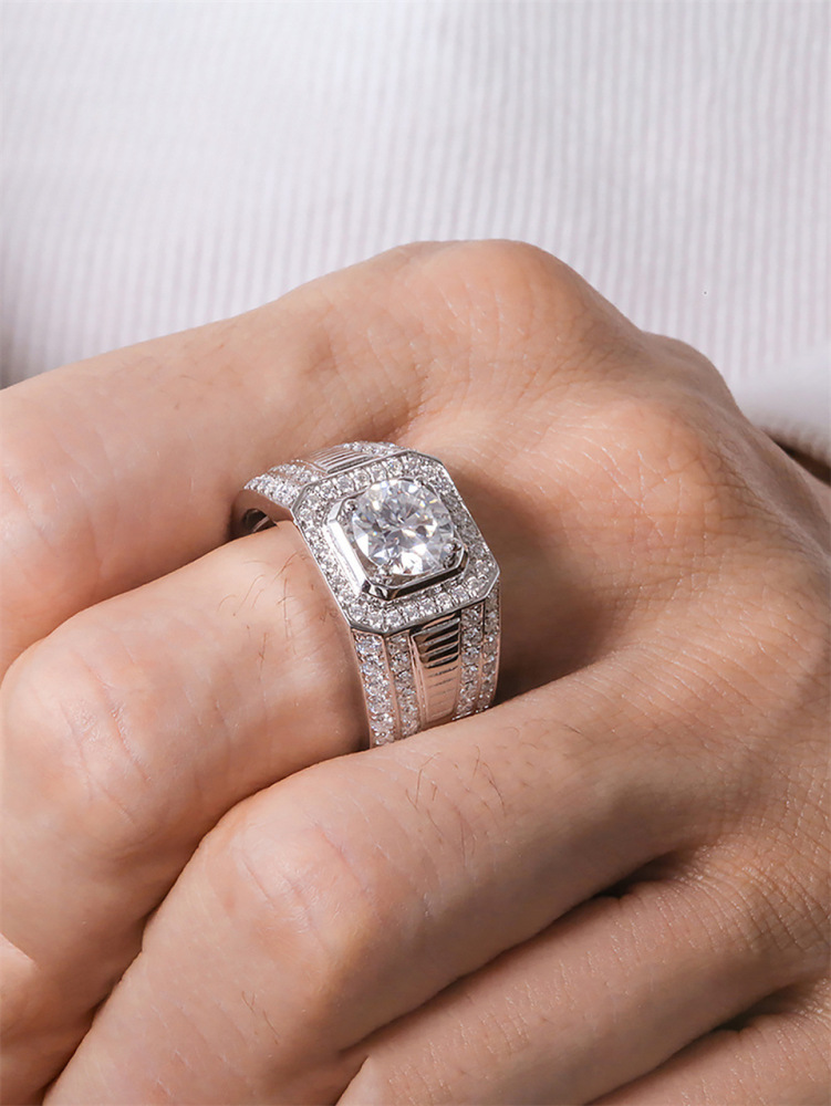 Moissanite 925 Sterling Silver Rings Solid Color Long-Lasting Plated White Gold Plated Rings