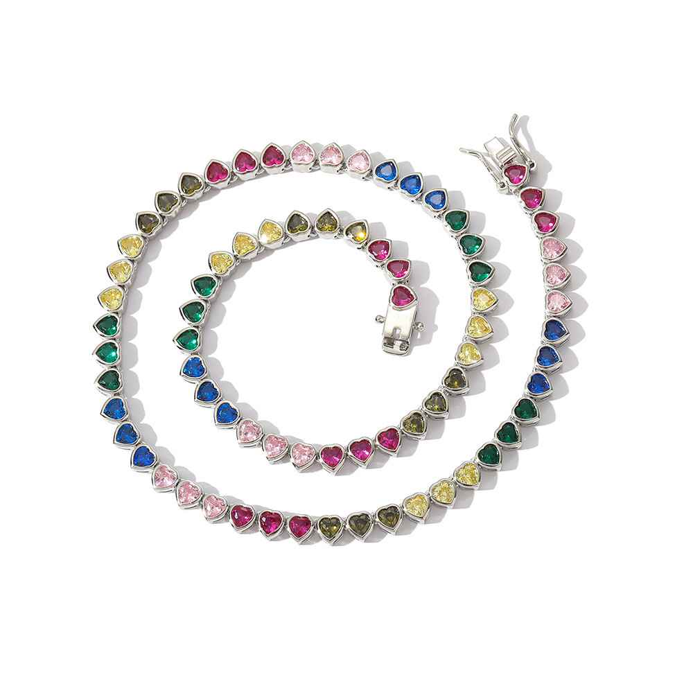 Wholesale Jewelry Vintage Style Classic Style Heart Shape Copper Zircon Bracelets Necklace