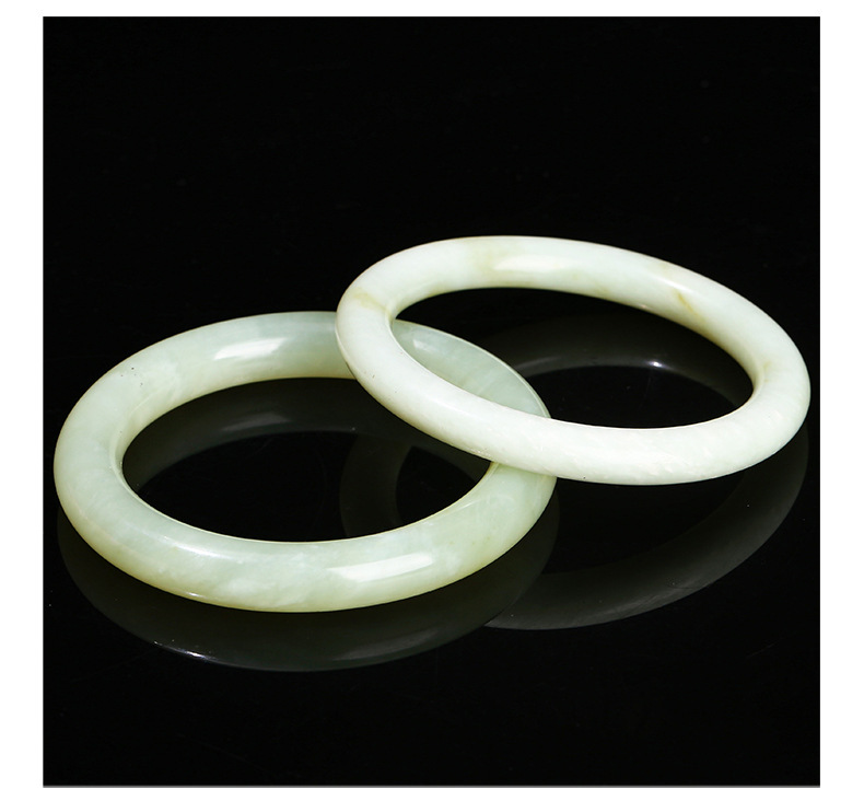 JD Jewelry Natural Underground White Jade Bracelet Round Bar Vintage Style Women's Bracelet Artistic Retro Trendy Simple Classic Style