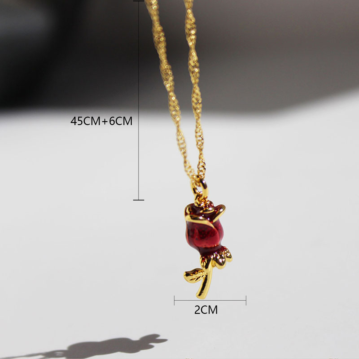 Wholesale Jewelry IG Style Romantic Sweet Rose Brass 24K Gold Plated Enamel Three-dimensional Necklace