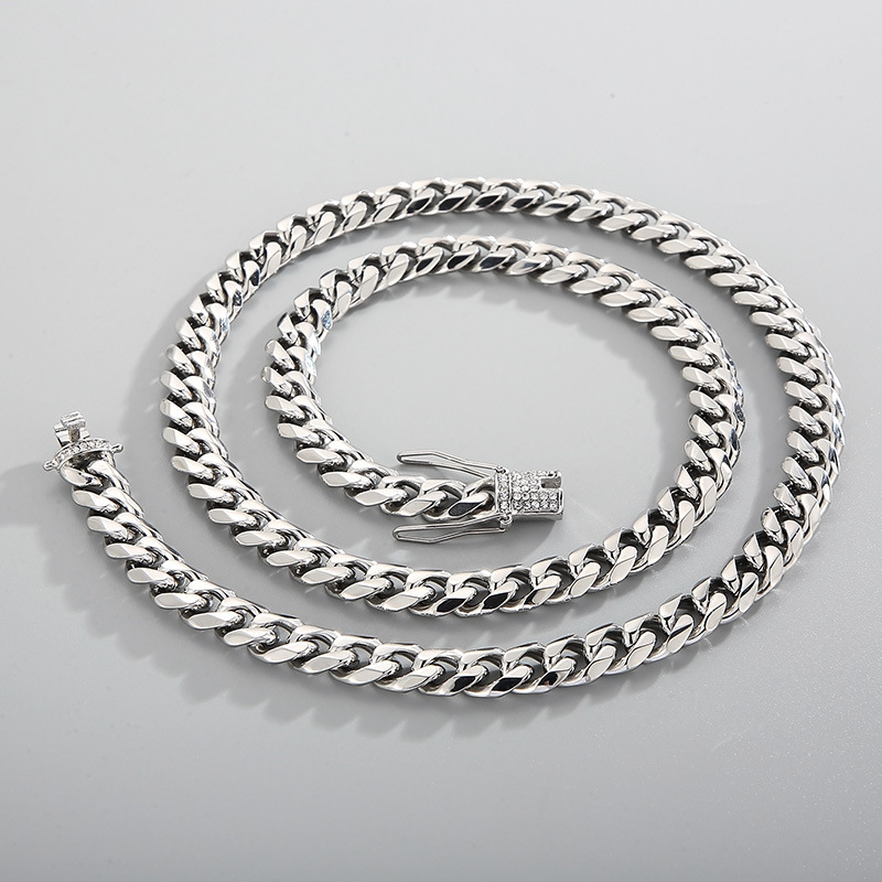 Fashion Geometric Stainless Steel Necklace Inlay Rhinestones Stainless Steel Necklaces