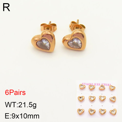 INS New  Fashion Titanium Steel Love Heart Stud Earrings 18K Gold Stainless Steel Niche Design High Earrings Women's Earrings Ear Studs