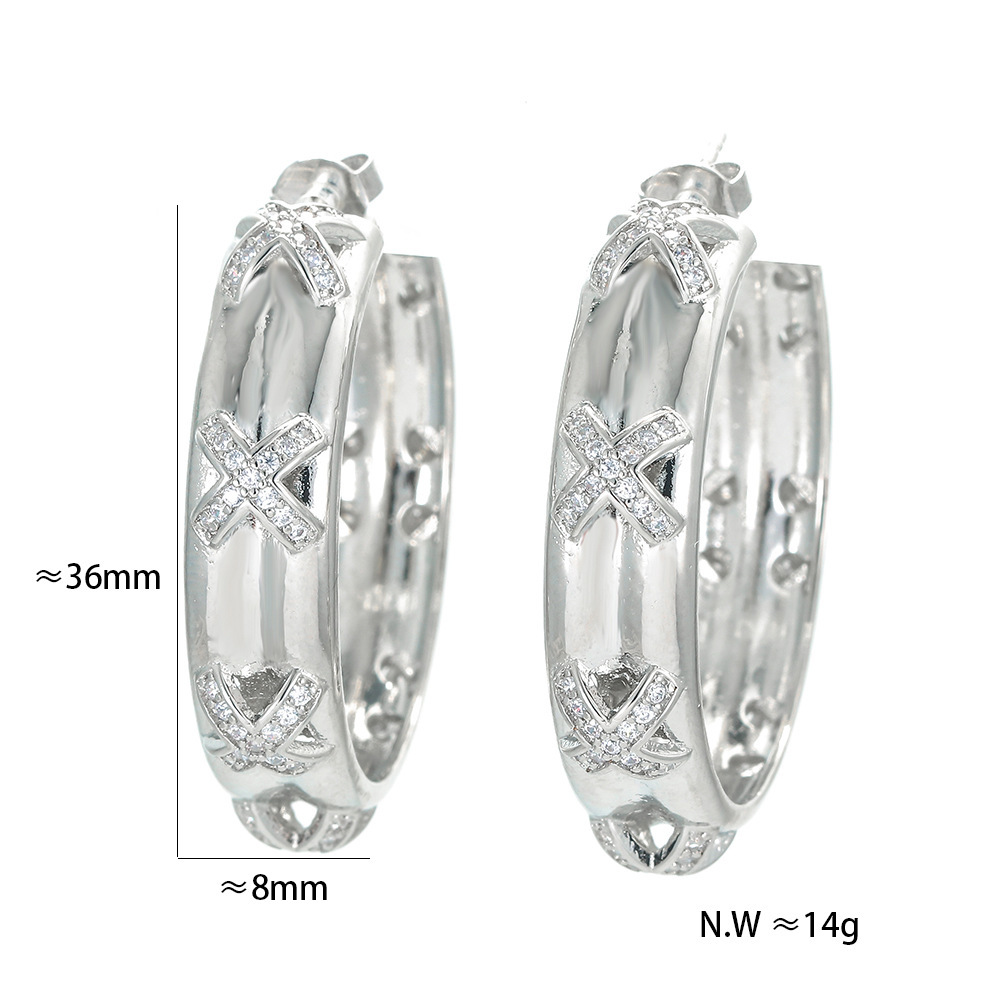 Simple Round New Retro Zircon Fashion Copper Earrings Wholesale
