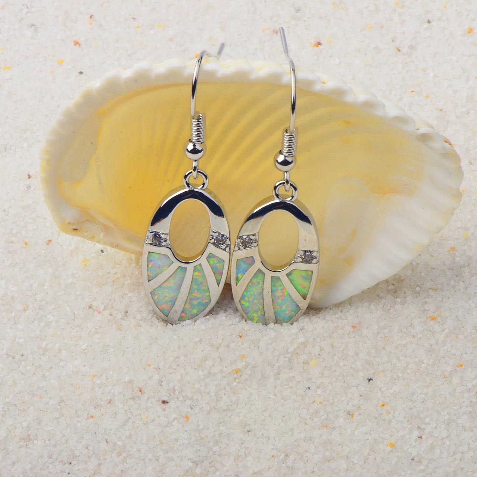 TikTok Ins Style Oval Opal European Amber European Fashion Drop Earrings Copper Material Holiday Style Jewelry Accessories