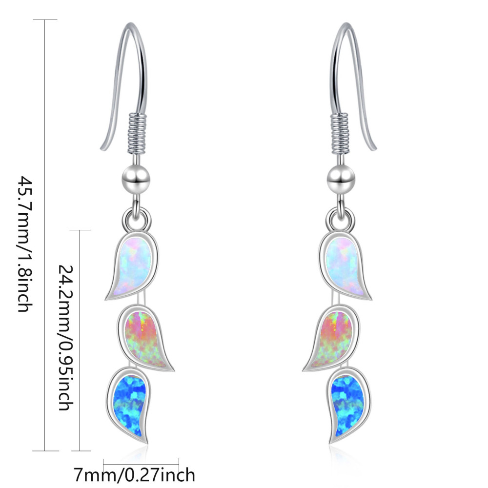 Colorful Women's Opal Leaf Earrings Simple European Style Jewelry Accessories Copper Material 3283093 Pattern