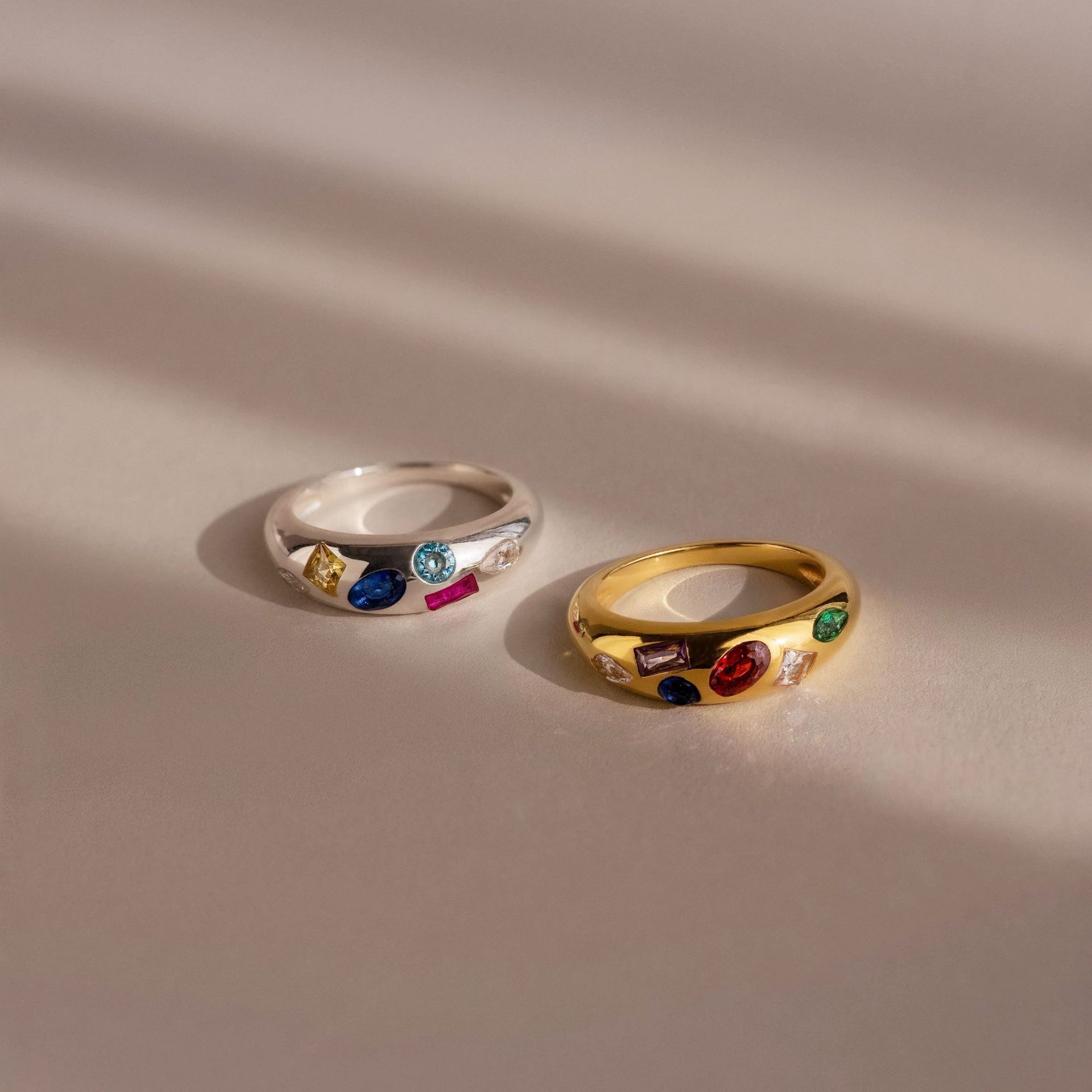 Geometric Irregular Design Dense Color Zircon Ring Advanced Design  Fashion Cool Trendy Manufacturer Batch