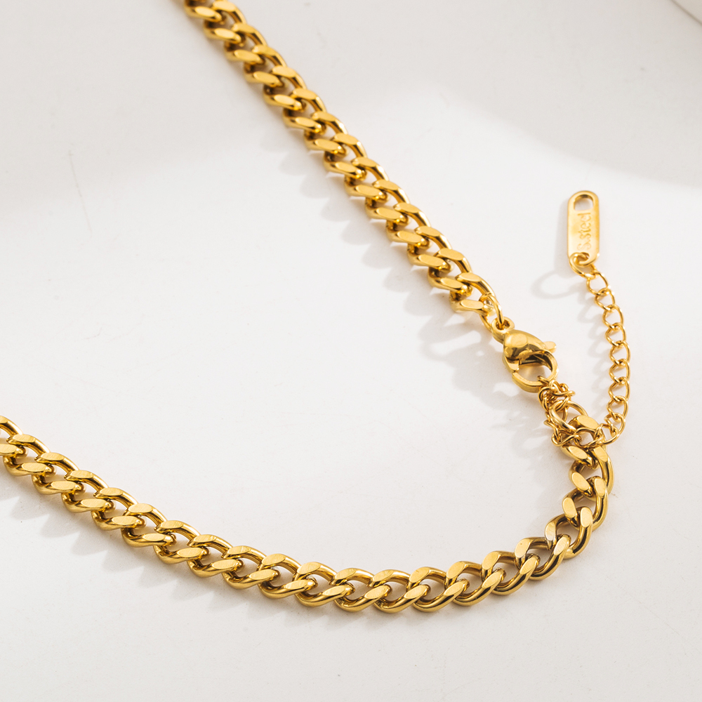 Titanium Steel Pentagram Flower Plated 18K Real Gold Plated Casual Modern Style Classic Style Pearl Cuban Link Chain Curb Chain Cable Chain Gold Multi Charms Necklace